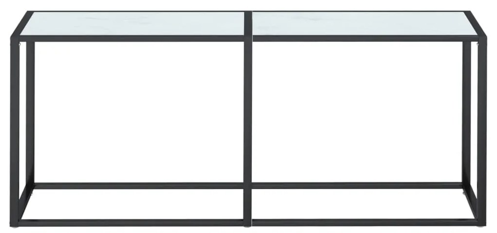 vidaXL Τραπέζι Κονσόλα Λευκό Όψη Μαρμάρου 180x35x75,5 εκ. Ψημένο Γυαλί