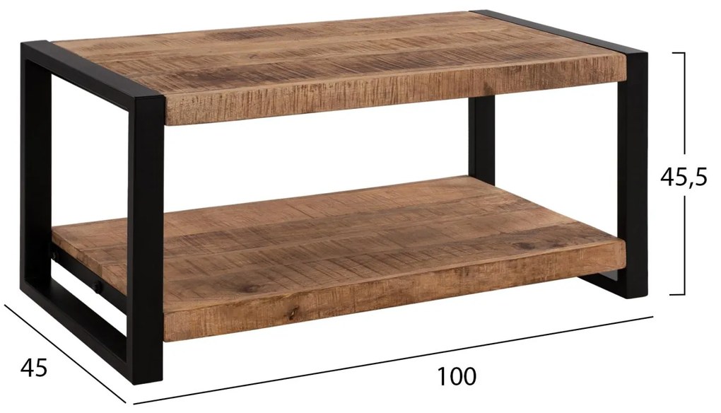 ΤΡΑΠΕΖΙ ΣΑΛΟΝΙΟΥ GATLIN  ΑΠΟ ΜΑΣΙΦ ΞΥΛΟ MANGO 100x45x45,5Υ εκ.