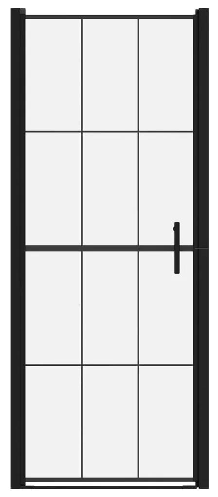vidaXL Πόρτα Ντουζιέρας Μαύρη 91 x 195 εκ. από Ψημένο Γυαλί