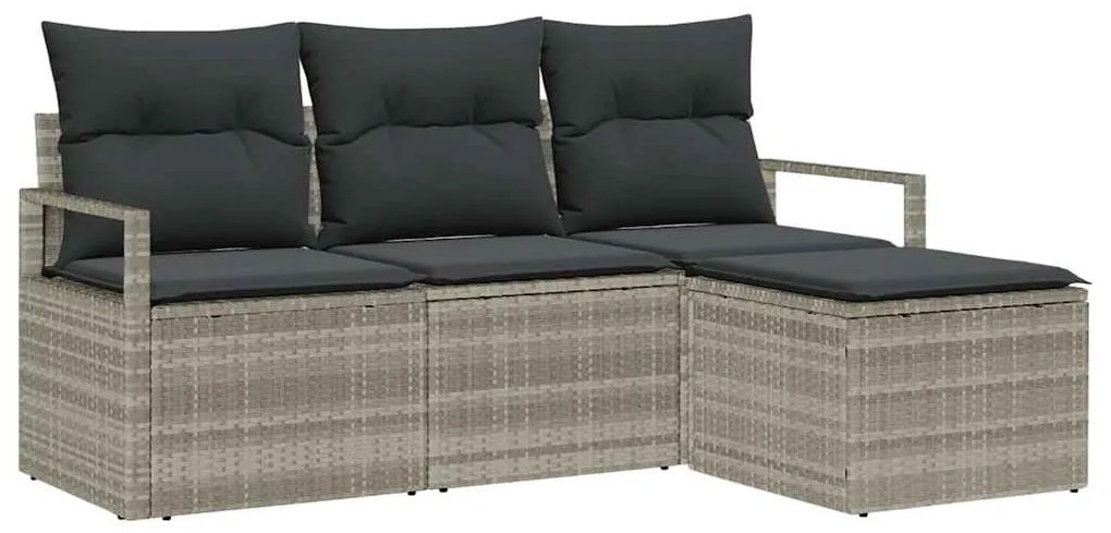 vidaXL Σετ Καναπέ Κήπου 4 pcs Ανοιχτό γκρι Πολυ rattan, βαμμένο ατσάλι