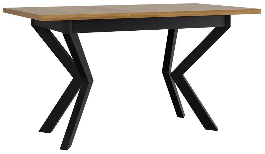 Τραπέζι Victorville 328, Grandson δρυς, Μαύρο, 79x80x140cm, 38 kg, Επιμήκυνση, Πλαστικοποιημένη μοριοσανίδα, Μέταλλο | Epipla1.gr