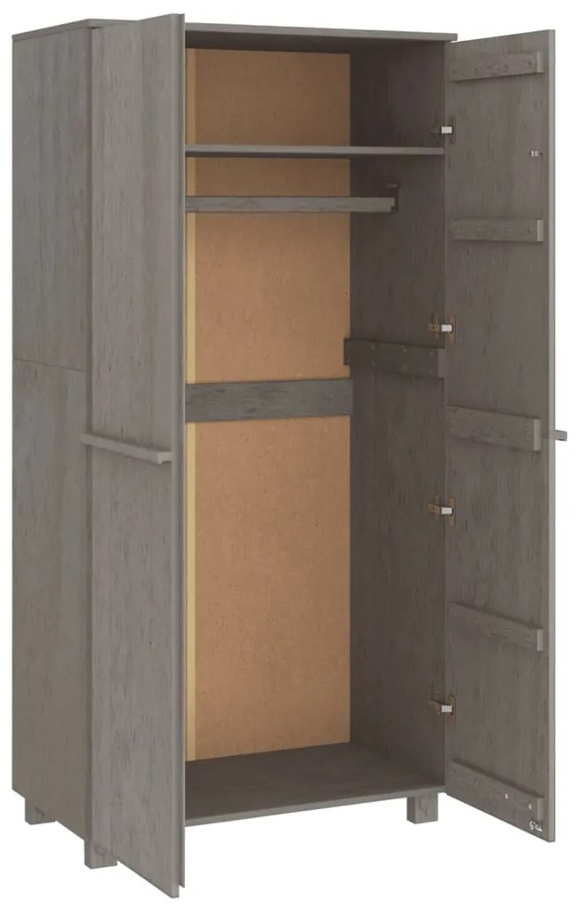 vidaXL Ντουλάπα HAMAR Αν. Γκρι 89 x 50 x 180 εκ. από Μασίφ Ξύλο Πεύκου