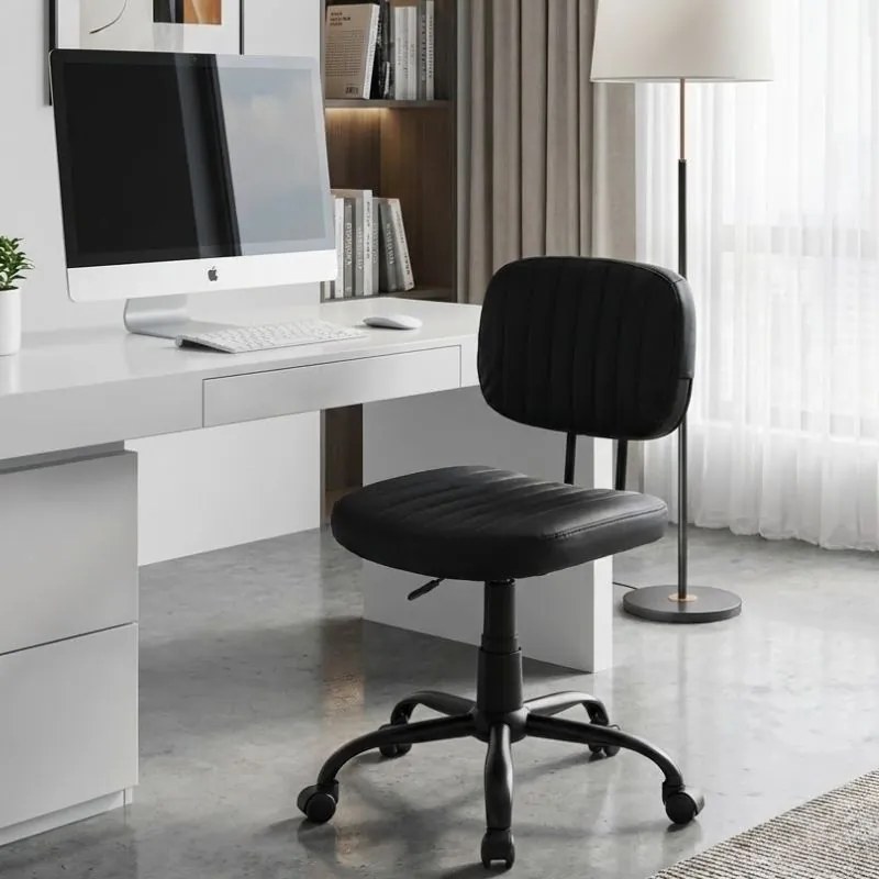 Καρέκλα γραφείου Romano Megapap από τεχνόδερμα χρώμα μαύρο 46x53x79/86εκ.