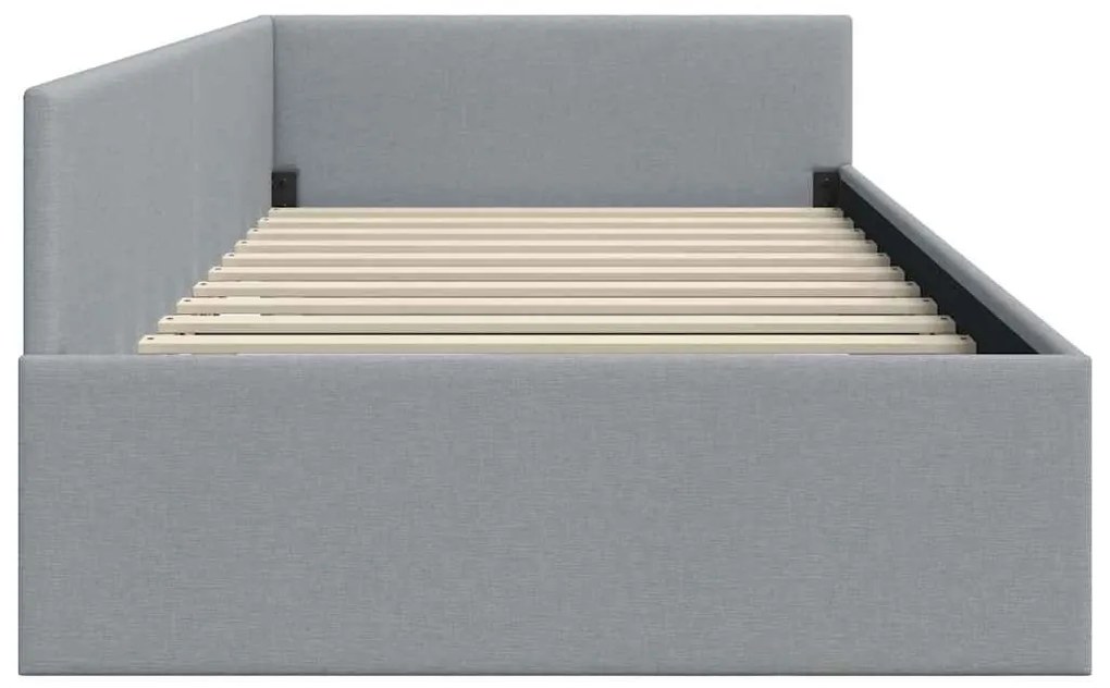 vidaXL Κρεβάτι Γωνίας Ανοιχτό γκρι 90 x 200 cm Ύφασμα και Έργο ξύλου