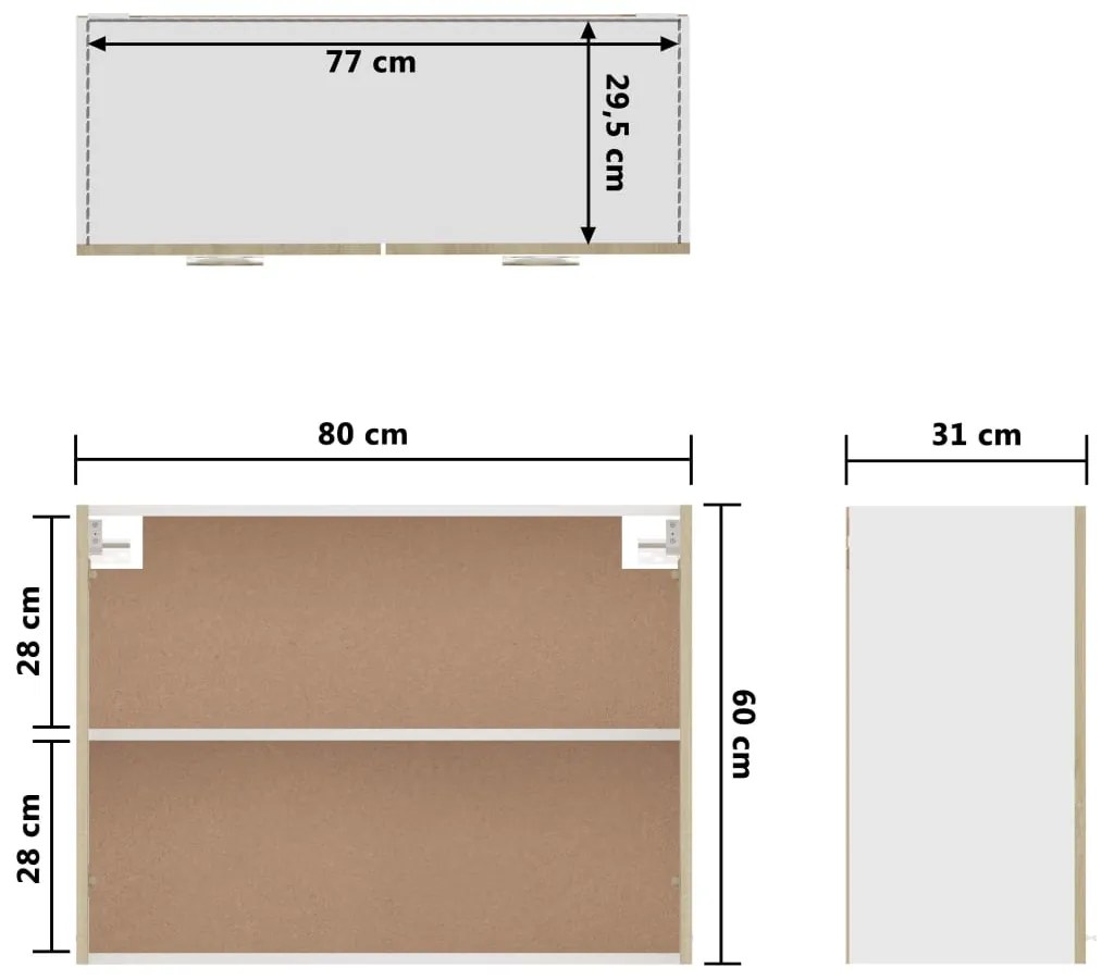 Ντουλάπι Κρεμαστό Sonoma Δρυς 80 x 31 x 60 εκ. από Επεξ. Ξύλο - Καφέ