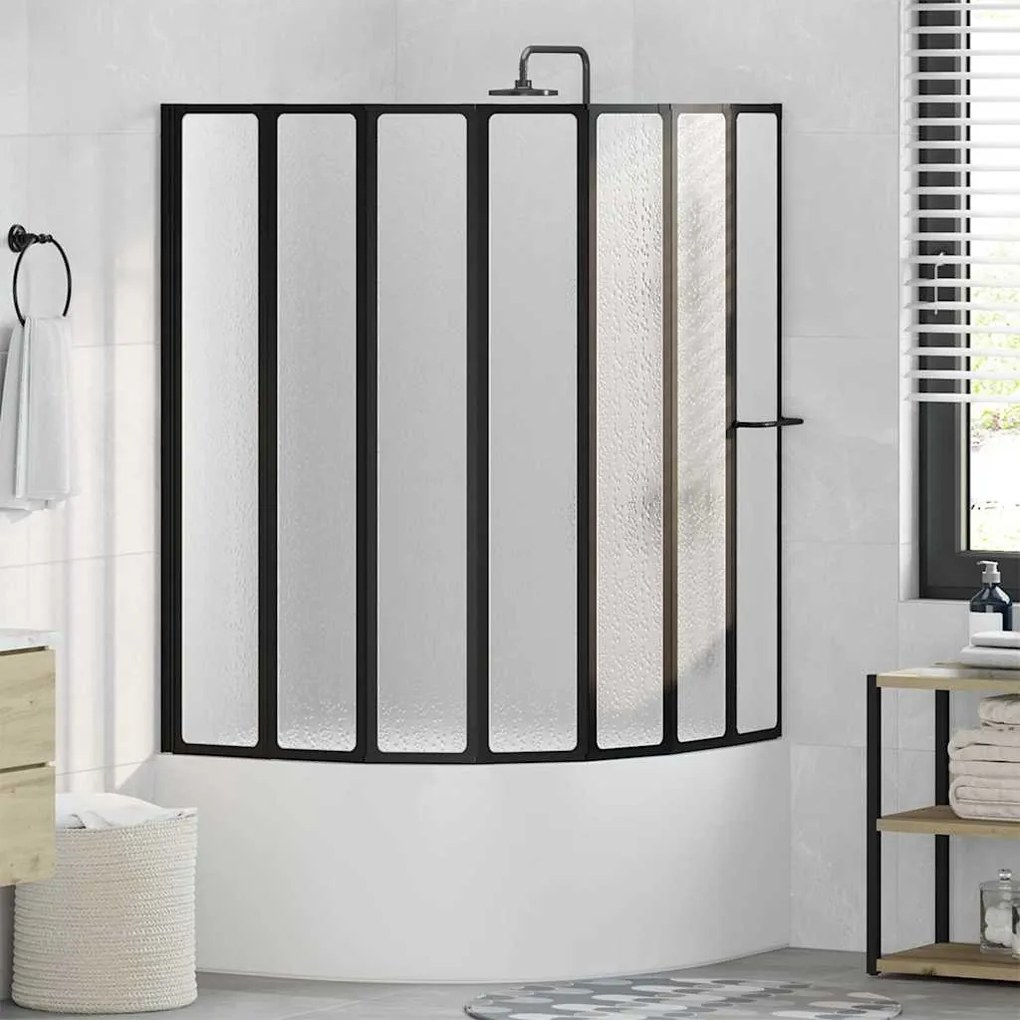 vidaXL Διαχωριστικό ντους Πτυσσόμενος Μαύρο 168 x 140 εκ Αλουμίνιο