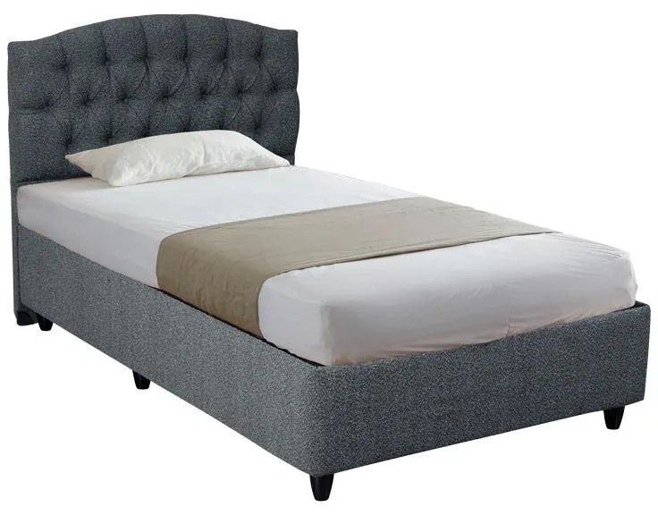 Κρεβάτι Lanse μονό με αποθηκευτικό χώρο μπουκλέ ανθρακί 120x200εκ 122x206x131 εκ.