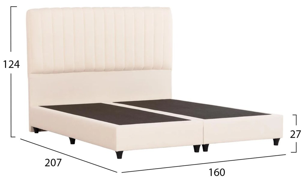 Επενδυμένο Κρεβάτι LUTHER Διπλό Ύφασμα Μπέζ 160x200 εκ. 161x207x124 εκ.