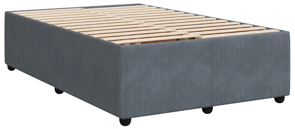 vidaXL Κρεβάτι Boxspring με Στρώμα Σκούρο Γκρι 120x190 εκ. Βελούδινο