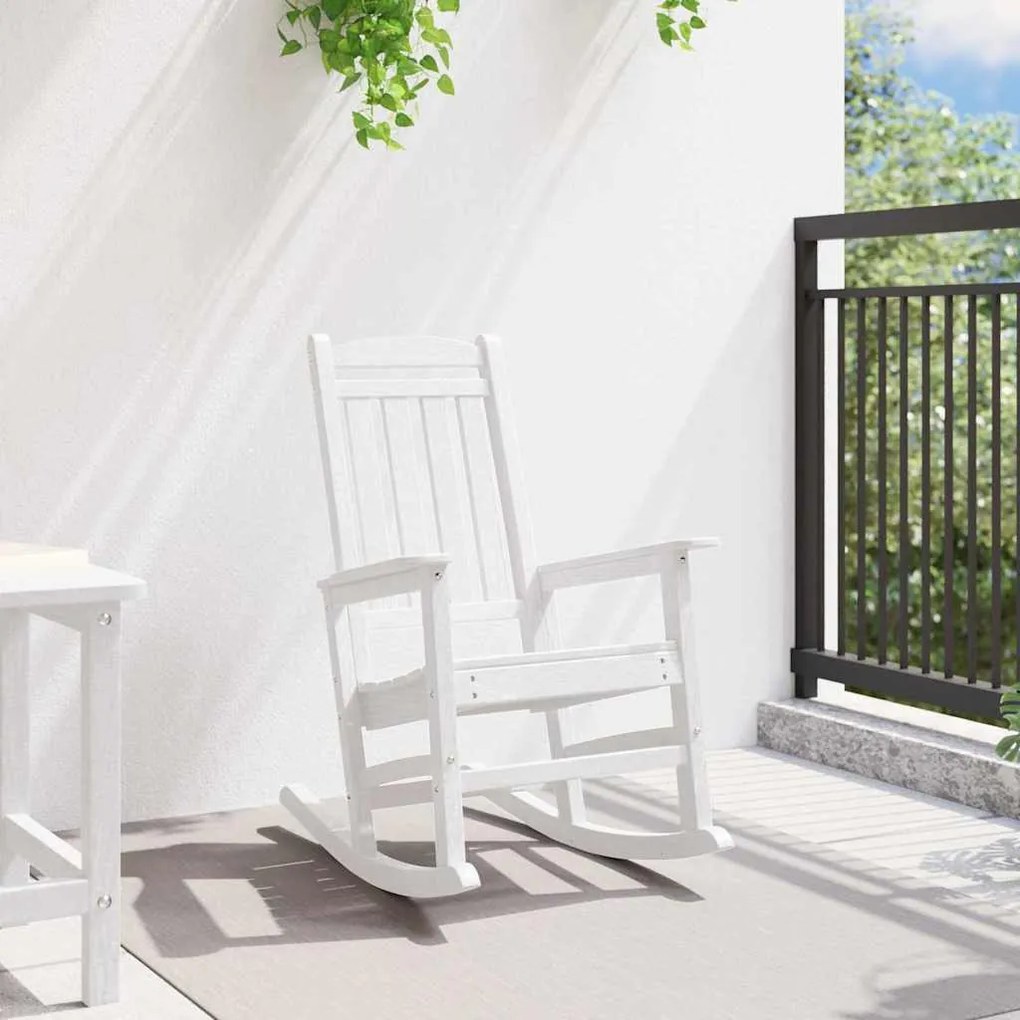 vidaXL Κουνιστή Καρέκλα Κήπου Λευκό 70 x 92 x 108 εκ. Πλαστικό
