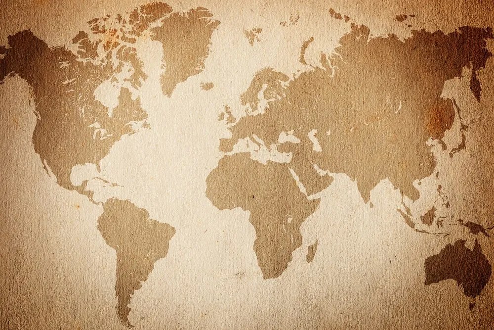 Εικόνα στον vintage παγκόσμιο χάρτη του φελλού - 120x80  arrow
