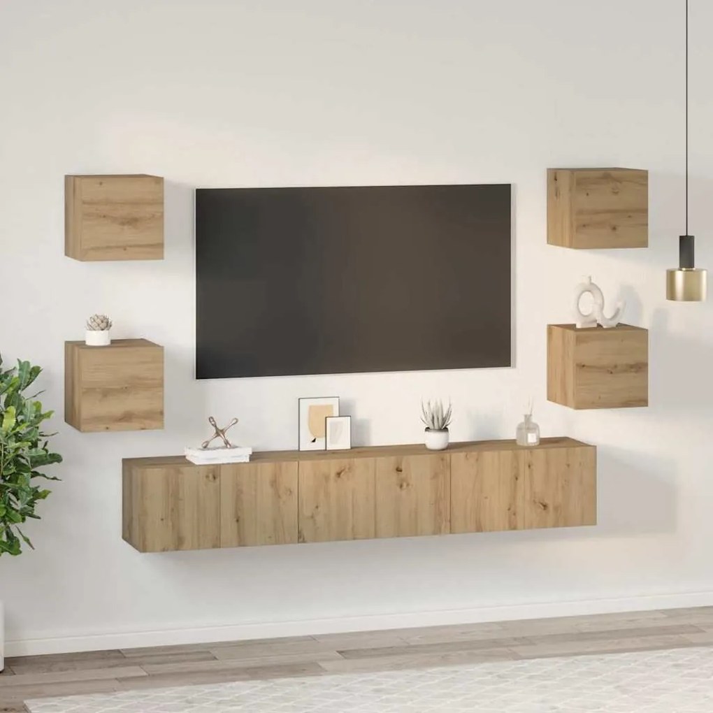 vidaXL Σετ επίπλου τηλεόρασης 7 pcs artisan δρυς 60 x 30 x 30 cm