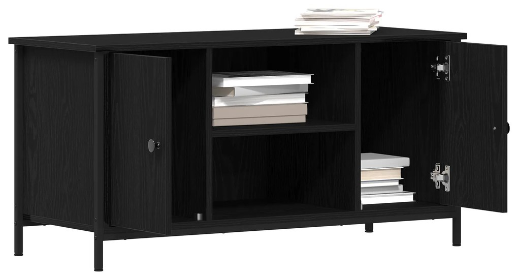 vidaXL Ράφι Τηλεόρασης Μαύρο Δρύινο 100x40x50 εκ. Κατασκευασμένο από Ξύλο και Χάλυβα