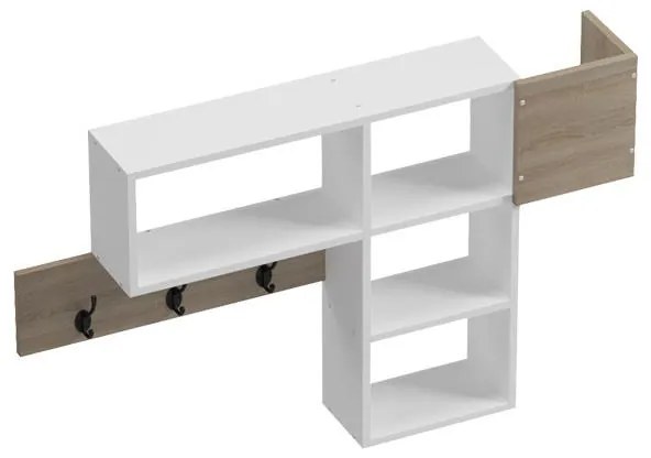 Κρεμάστρα τοίχου Wenia σε sonoma-λευκό 99.5x15x61εκ 99.5x15x61 εκ.