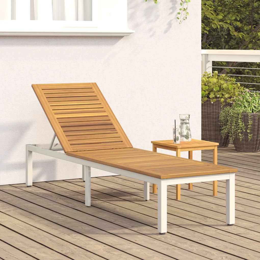 vidaXL Ξαπλώστρα Γκρι 200x55x35 εκ Μονοκόμματο Ξύλο Ακακίας