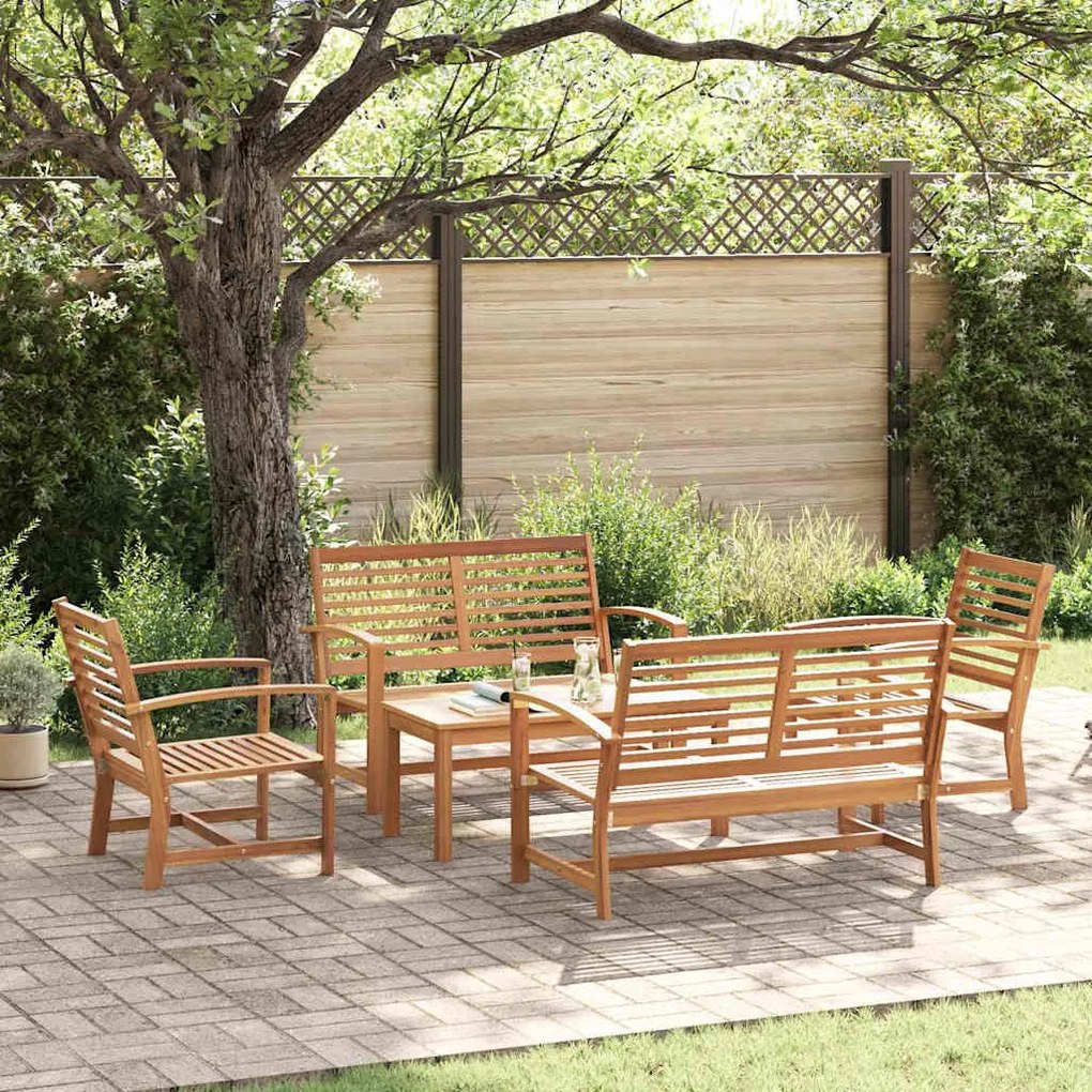 vidaXL Σετ Καναπέ Κήπου 5 pcs Φυσικό Μασίφ ξύλο teak