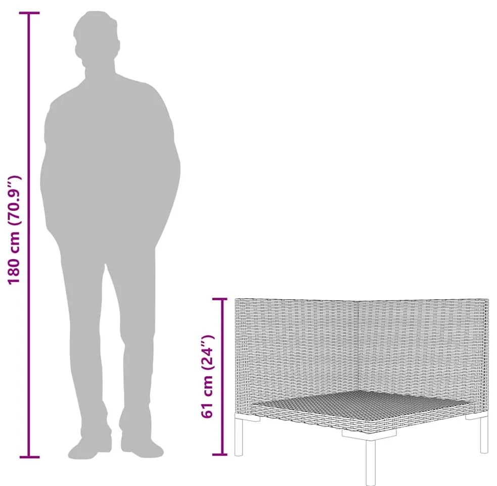 vidaXL Καναπές Κήπου από Ημικυκλικό Συνθετικό Ρατάν με Μαξιλάρια