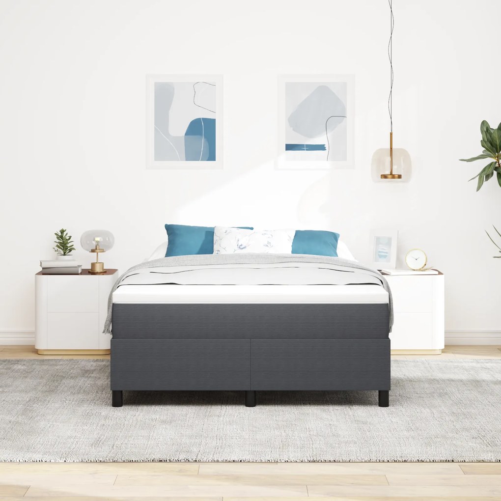vidaXL Κρεβάτι Box Spring με Στρώμα σε Σκούρο Γκρι, 140x200 εκ., από βελουτέ ύφασμα.