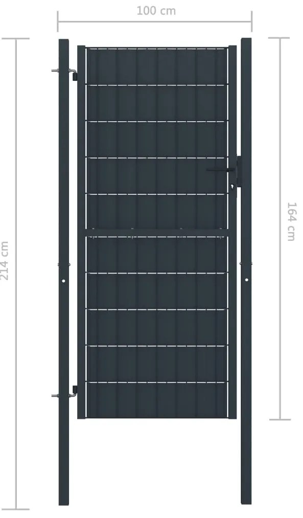 vidaXL Πόρτα Περίφραξης Ανθρακί 100 x 164 εκ. από PVC / Ατσάλι