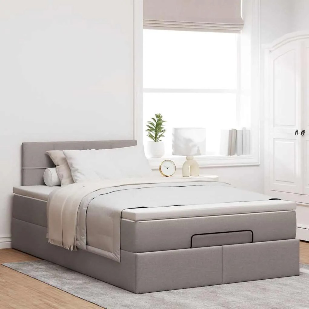 vidaXL Οθωμανικό κρεβάτι με στρώμα Taupe 120x190 cm Ύφασμα