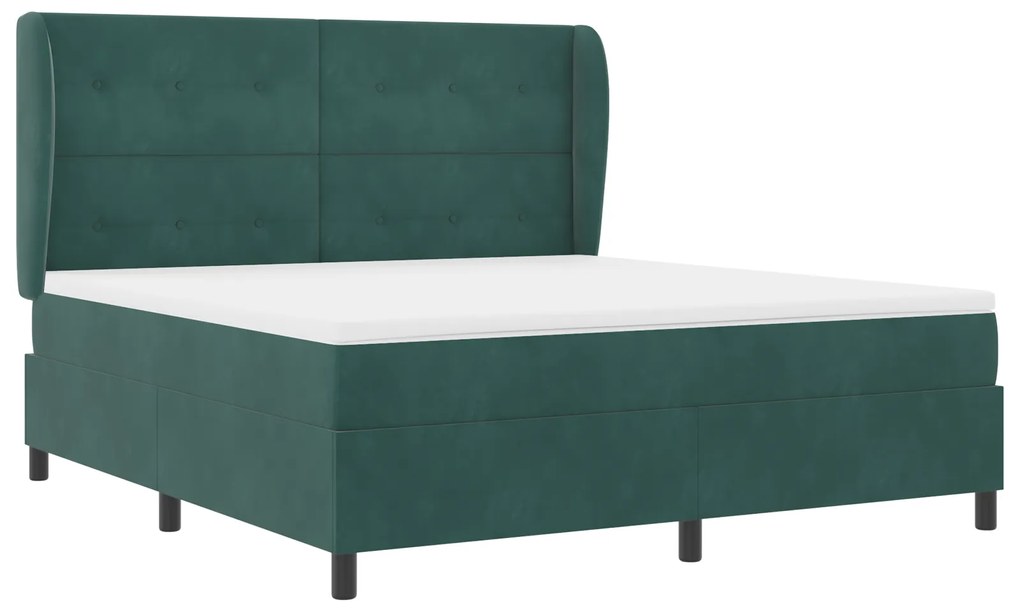 vidaXL Κρεβάτι με ελατήρια Σκούρο πράσινο 180 x 200 cm Βελούδο