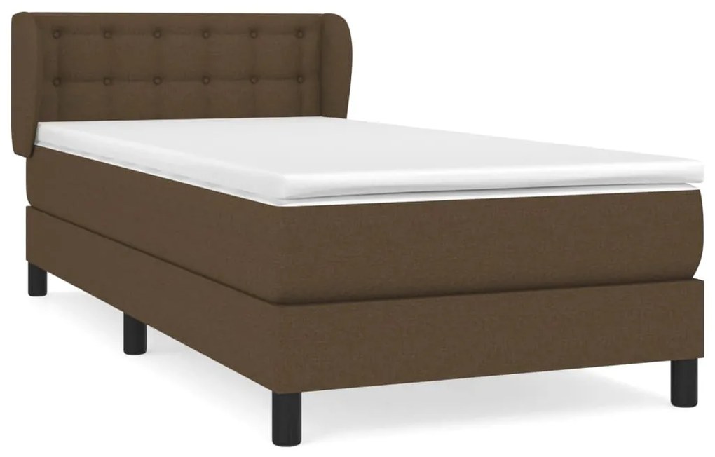 Κρεβάτι Boxspring με Στρώμα Σκούρο Καφέ 80x200 εκ. Υφασμάτινο - Καφέ