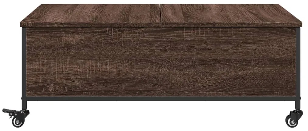 vidaXL Τραπεζάκι Σαλονιού Ροδάκια Καφέ Δρυς 91x55x34 εκ. Επεξ. Ξύλο