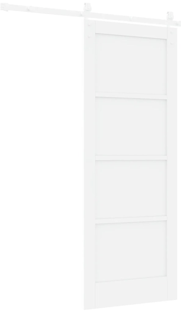 vidaXL Συρόμενη Πόρτα με Σετ Υλικών Λευκή 78x202 εκ. Συμπαγές Ξύλο Πεύκο