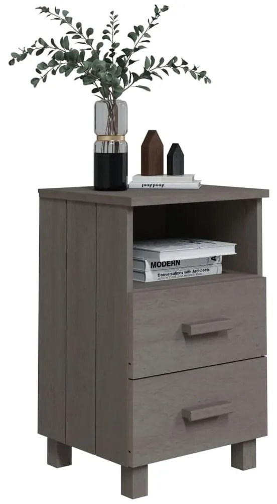 vidaXL Κομοδίνο HAMAR 2 Τεμ. Αν. Γκρι 40x35x62 εκ. Μασίφ Ξύλο Πεύκου