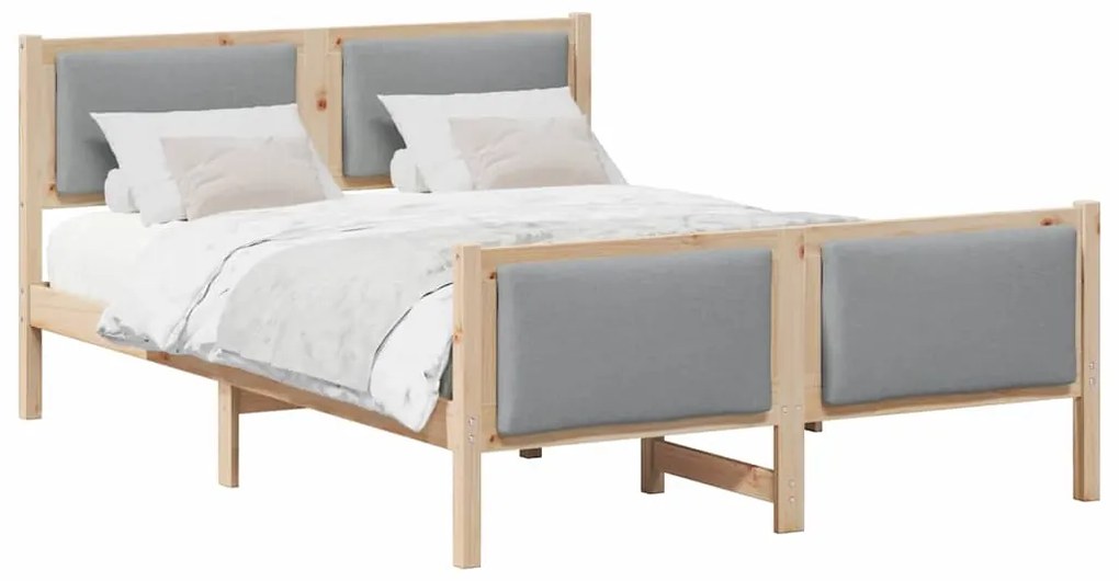 vidaXL Σκελετός Κρεβατιού με κεφαλάρι Ανοιχτό γκρι 160 x 200 cm ύφασμα