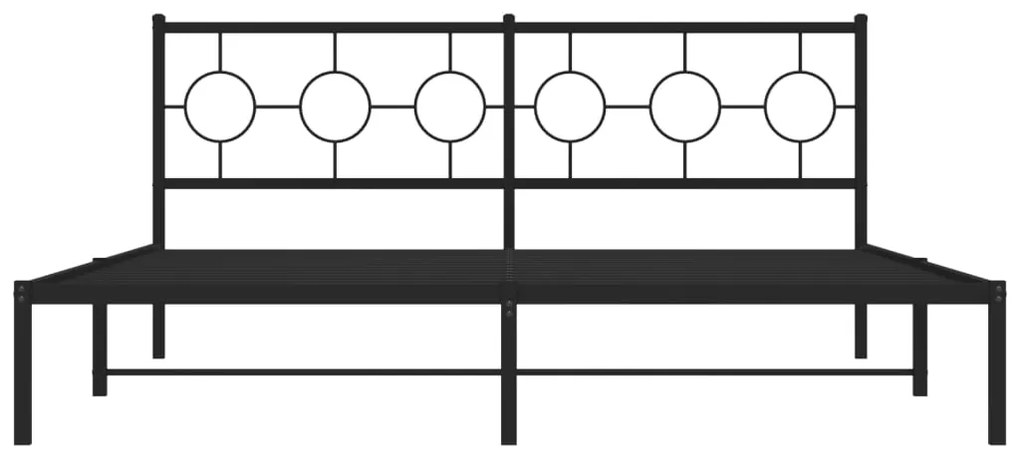 Πλαίσιο Κρεβατιού με Κεφαλάρι Μαύρο 183 x 213 εκ. Μεταλλικό - Μαύρο