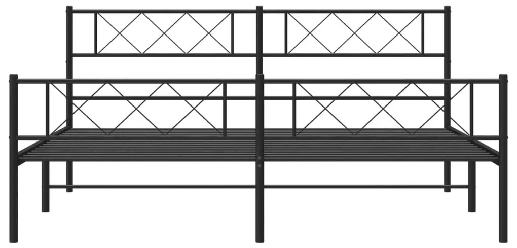 vidaXL Πλαίσιο Κρεβατιού με Κεφαλάρι&Ποδαρικό Μαύρο 193x20 εκ. Μέταλλο