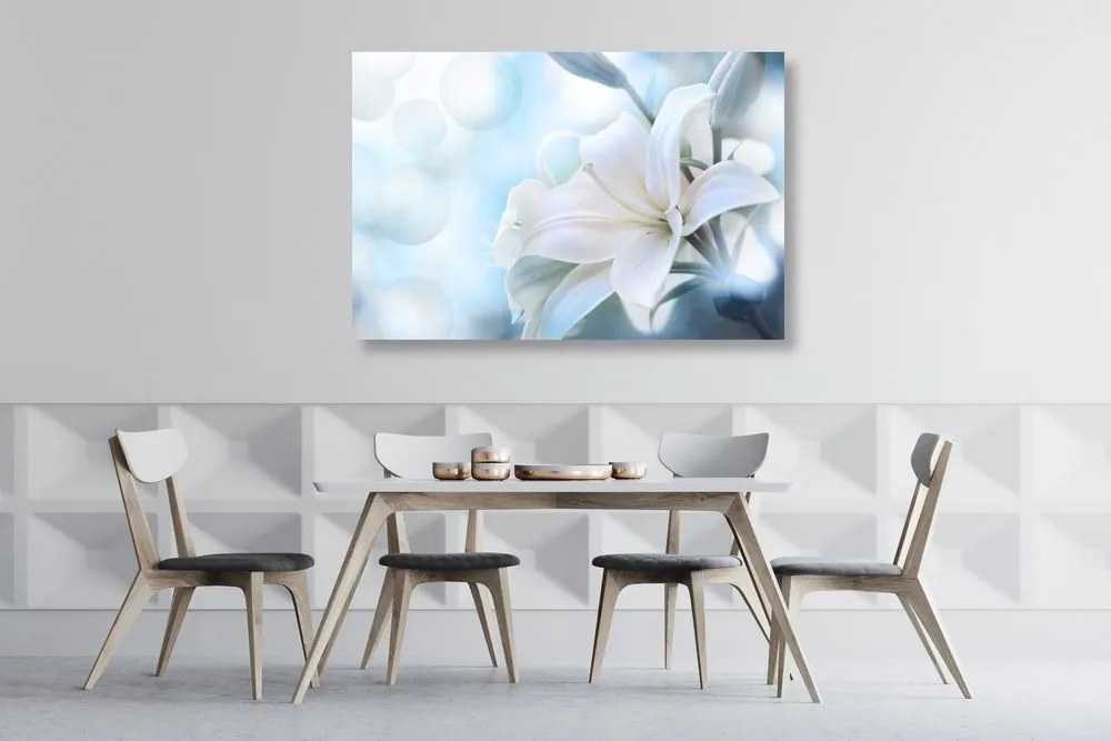 Εικόνα λευκό λουλούδι κρίνου σε αφηρημένο φόντο - 60x40
