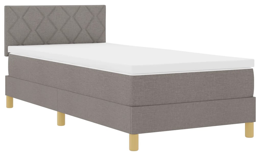 vidaXL Κρεβάτι Box Spring με Στρώμα & LED Taupe 100x200 εκ. Ύφασμα