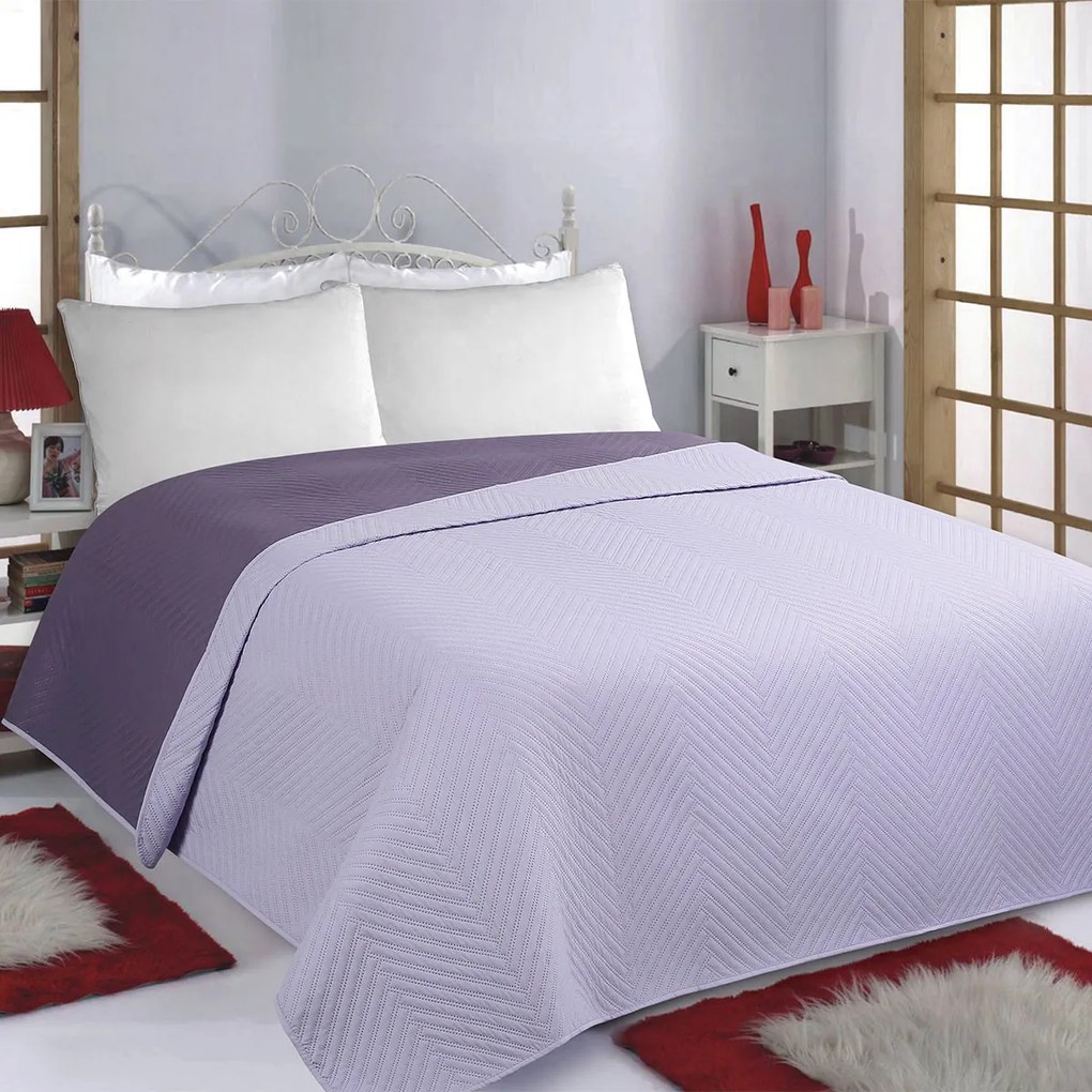 Κουβερλί Μονό (170x220) 2 Όψεων Silk Fashion Bones Lila-Purple
