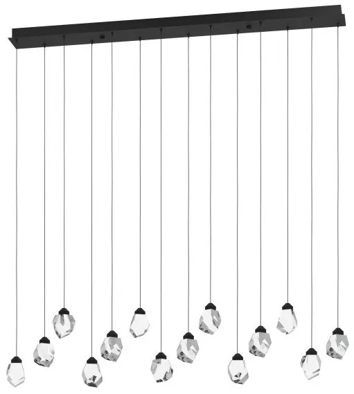 Κρεμαστό Φωτιστικό Οροφής 14xLED 3W Μαύρο Κρύσταλλο Dimmable Sindicat 390414 Eglo-390414-Μαύρο 390414
