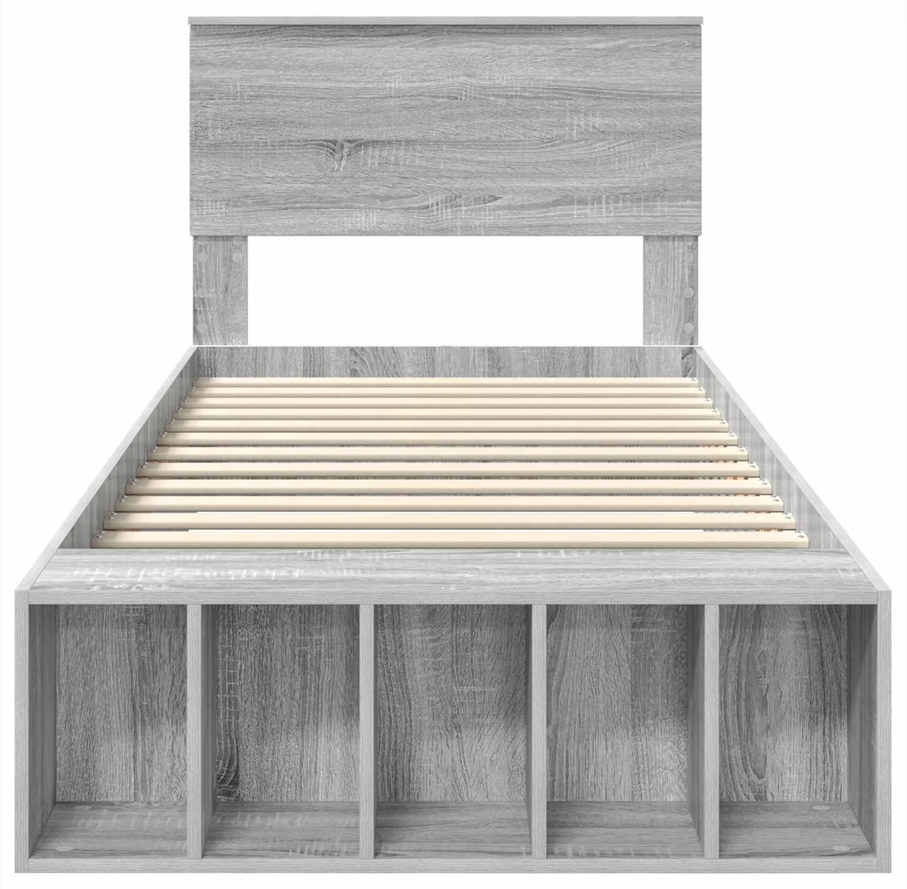 vidaXL Σκελετός Κρεβατιού Γκρίζο Σονομα 75 x 190 cm Επεξεργασμένο ξύλο