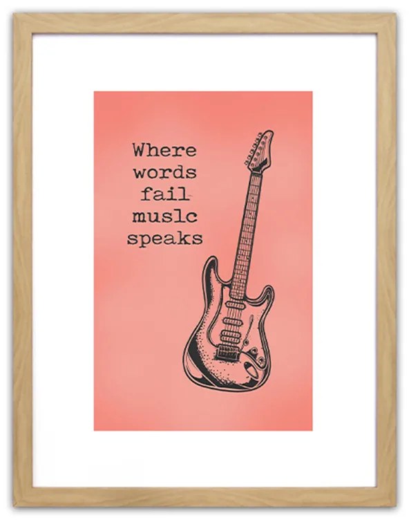 Πίνακας Σε Κορνίζα ArteLibre "Where Words Fail Music Speaks" 35x45x1.8cm-14680064