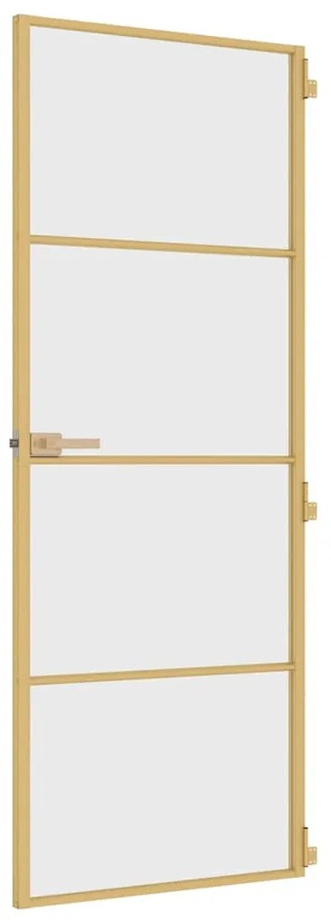 vidaXL Εσωτερική Πόρτα Χρυσή 76 x 201,5 εκ. Ψημένο Γυαλί & Αλουμίνιο