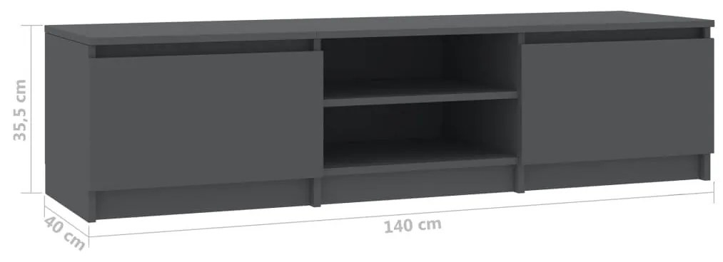 Έπιπλο Τηλεόρασης Γκρι 140 x 40 x 35,5 εκ. από Επεξ. Ξύλο - Γκρι