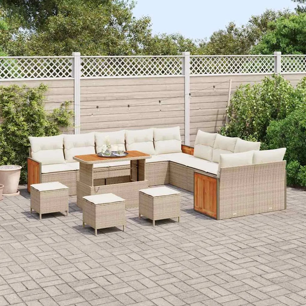 vidaXL Σετ Καναπέ Κήπου 14 pcs μπεζ και κρεμ 110 x 55 x 71 εκ