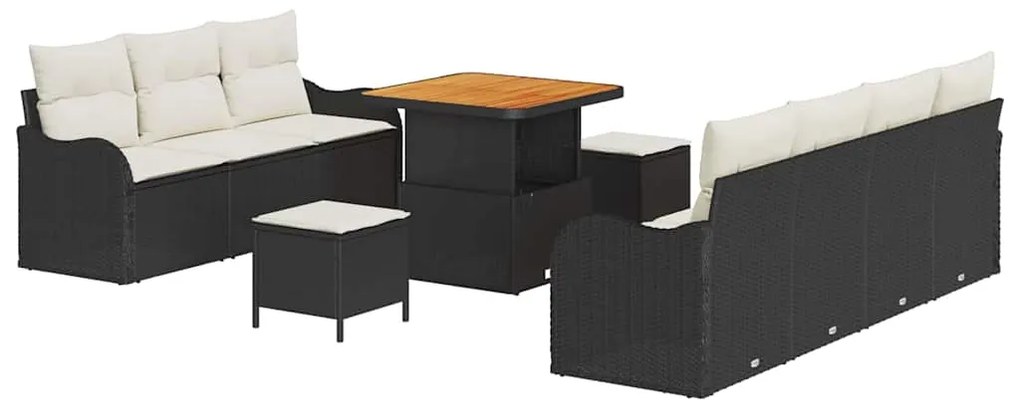 vidaXL Σετ Καναπέ Κήπου Ρυθμιζόμενο ύψος 10 pcs Μαύρο συνθετικό ρατάν