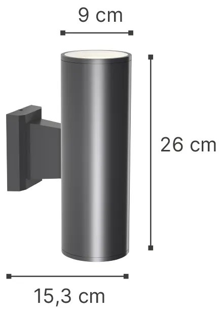 Απλίκα Τοίχου Winnipeg 2xΕ27 Outdoor Up-Down Wall Lamp Anthracite D:15.3cmx26cm (80203444) - 80203444 - 80203444