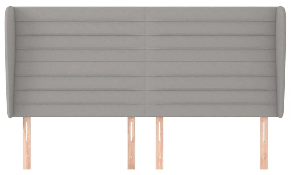 Κεφαλάρι με Πτερύγια Ανοιχτό Γκρι 163x23x118/128 εκ. Υφασμάτινο - Γκρι