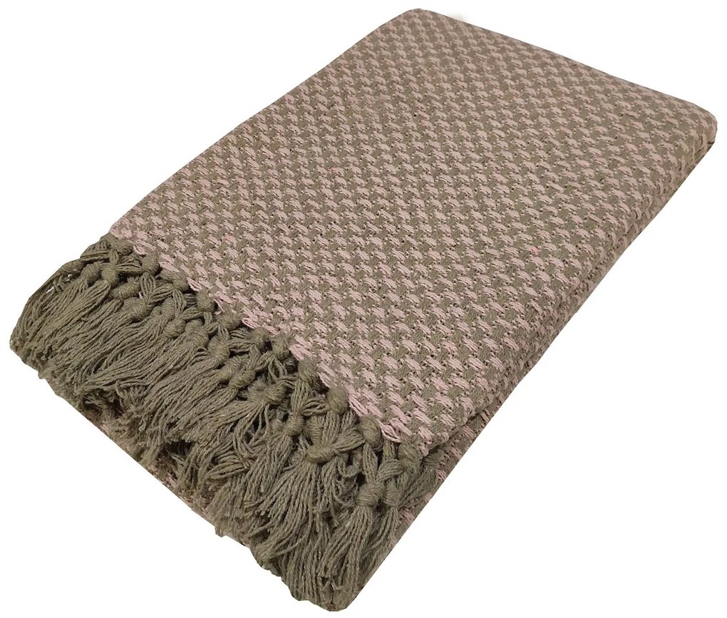 Ριχτάρι Polycotton 190x250εκ. Ψάθα Brown-Pink 7014006-3