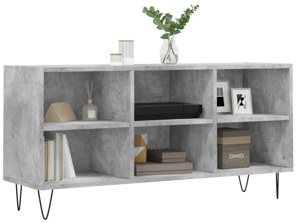 vidaXL Έπιπλο Τηλεόρασης Γκρι Σκυροδ. 103,5 x 30 x 50 εκ. Επεξ. Ξύλο