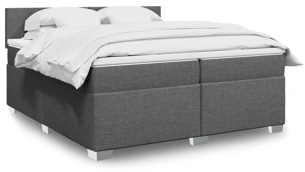 ΚΡΕΒΑΤΙ BOXSPRING ΜΕ ΣΤΡΩΜΑ ΣΚΟΥΡΟ ΓΚΡΙ 200X200 ΕΚ. ΥΦΑΣΜΑΤΙΝΟ 3288289