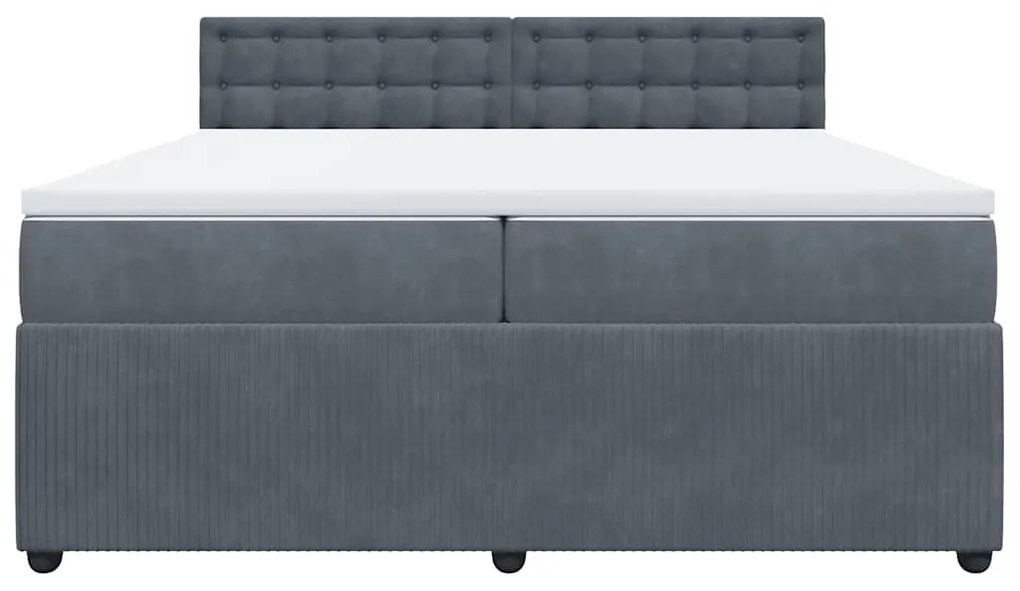 vidaXL Κρεβάτι Boxspring με Στρώμα Σκούρο Γκρι 200x200 εκ. Βελούδινο