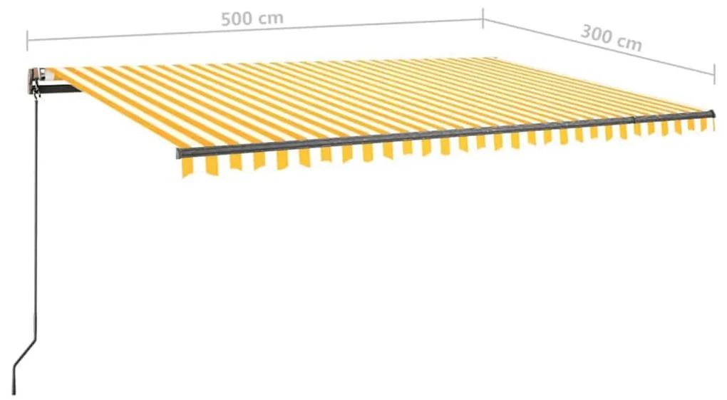 Τέντα Χειροκίνητη Ανεξάρτητη Συρόμενη Κίτρινο/Λευκό 500x300 εκ. - Κίτρινο