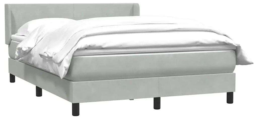 vidaXL Κρεβάτι Boxspring με Στρώμα Ανοιχτό Γκρι 160x220 εκ. Βελούδινο